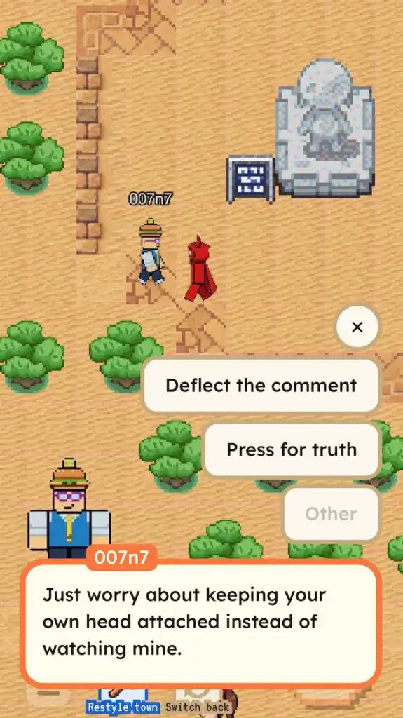 Forsaken Roblox Characters: Secret Lore, Relationship & Roleplay 2026 3 npc conversation in redbean town, screen of dialogue between c00lkid and 007n7 forsaken characters